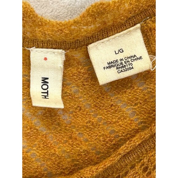 MOTH Sweater Womens Large Yellow Gold Wool Back Zip 3/4 Sleeves‎ - Picture 3 of 7